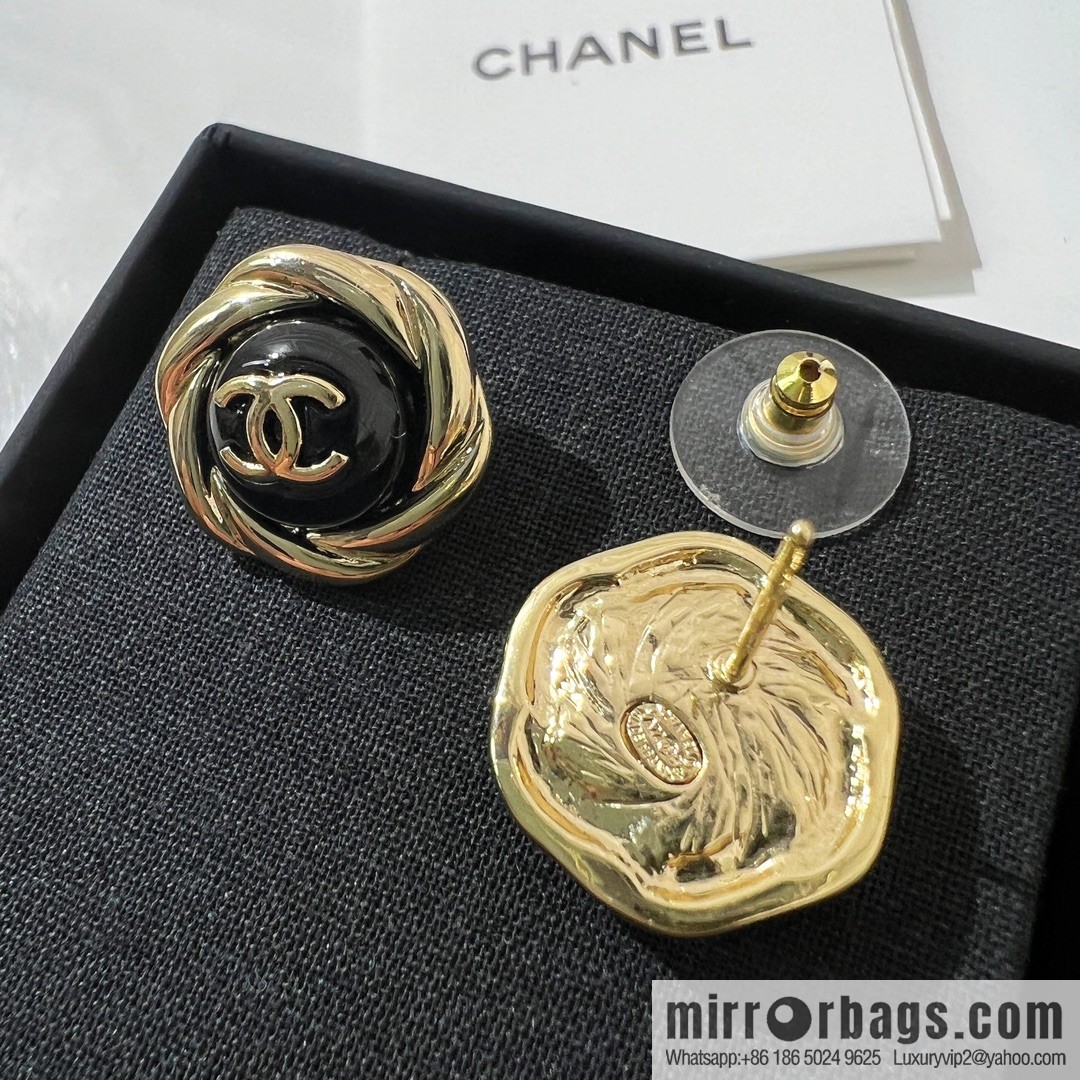 New ☑️ Chanel double c black stud earrings