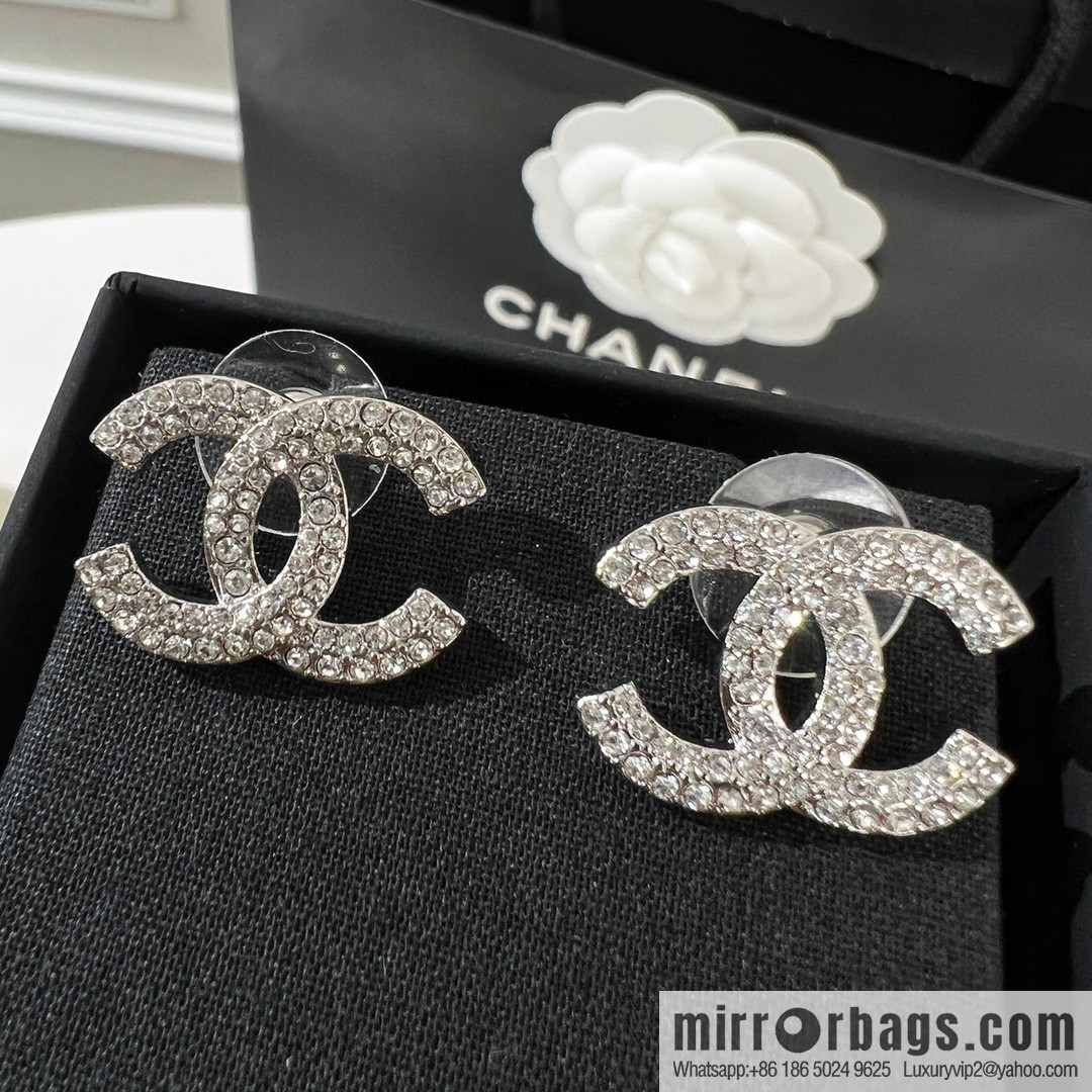 New ☑️ Chanel double c full diamond stud earrings