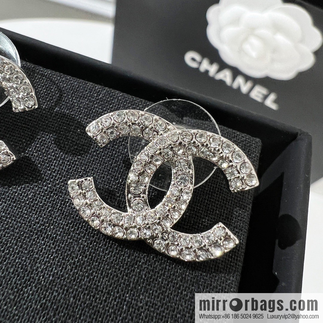 New ☑️ Chanel double c full diamond stud earrings