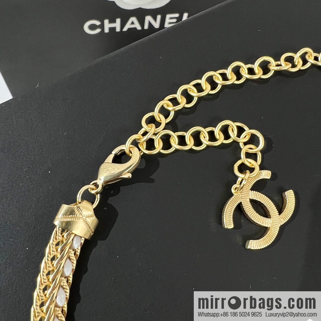 New ☑️ Chanel double c white leather rope necklace necklace