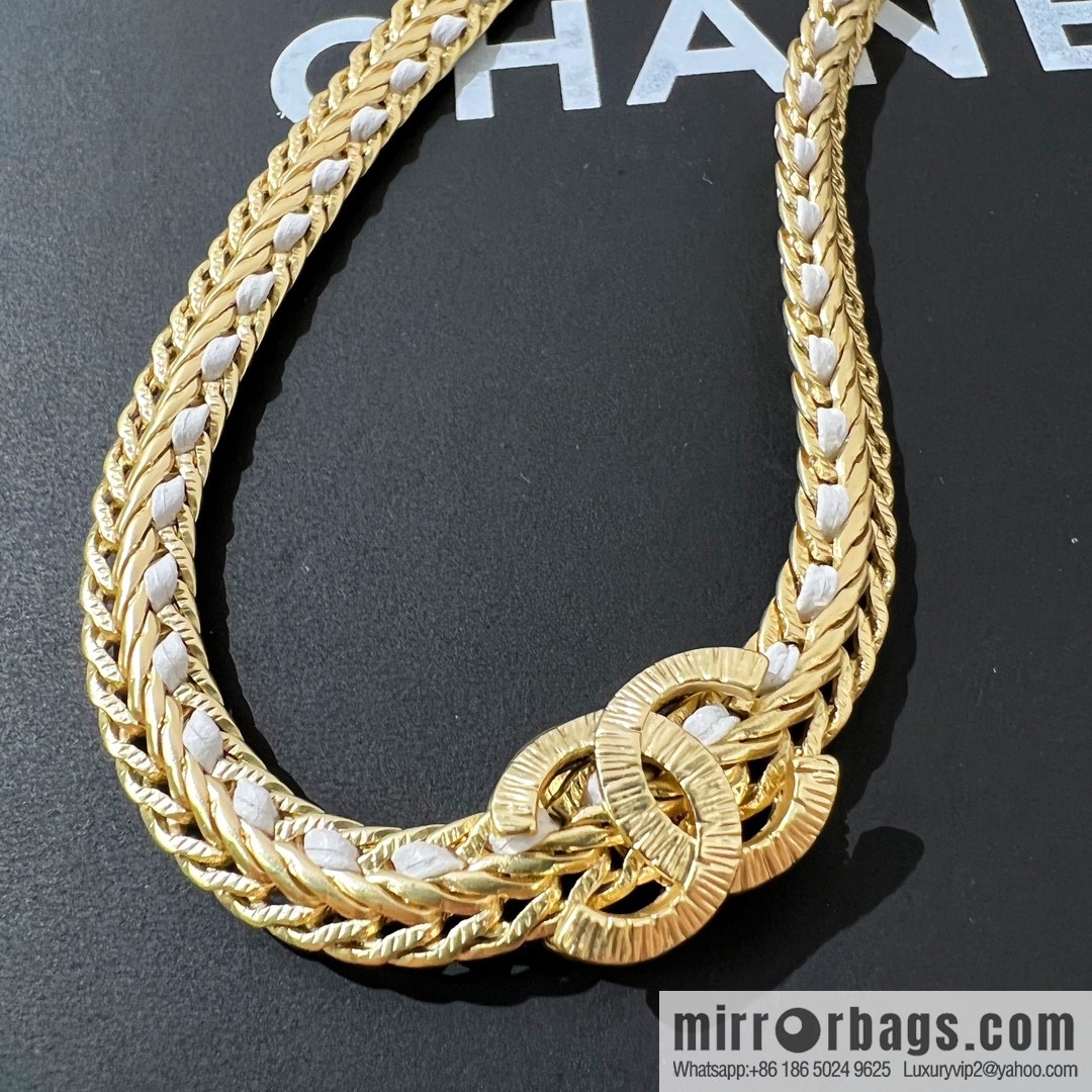 New ☑️ Chanel double c white leather rope necklace necklace