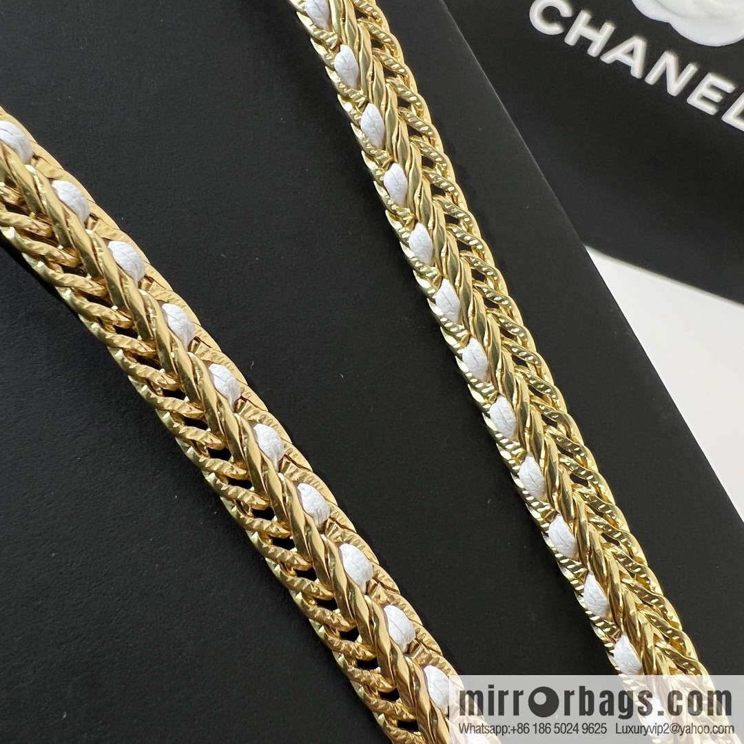 New ☑️ Chanel double c white leather rope necklace necklace