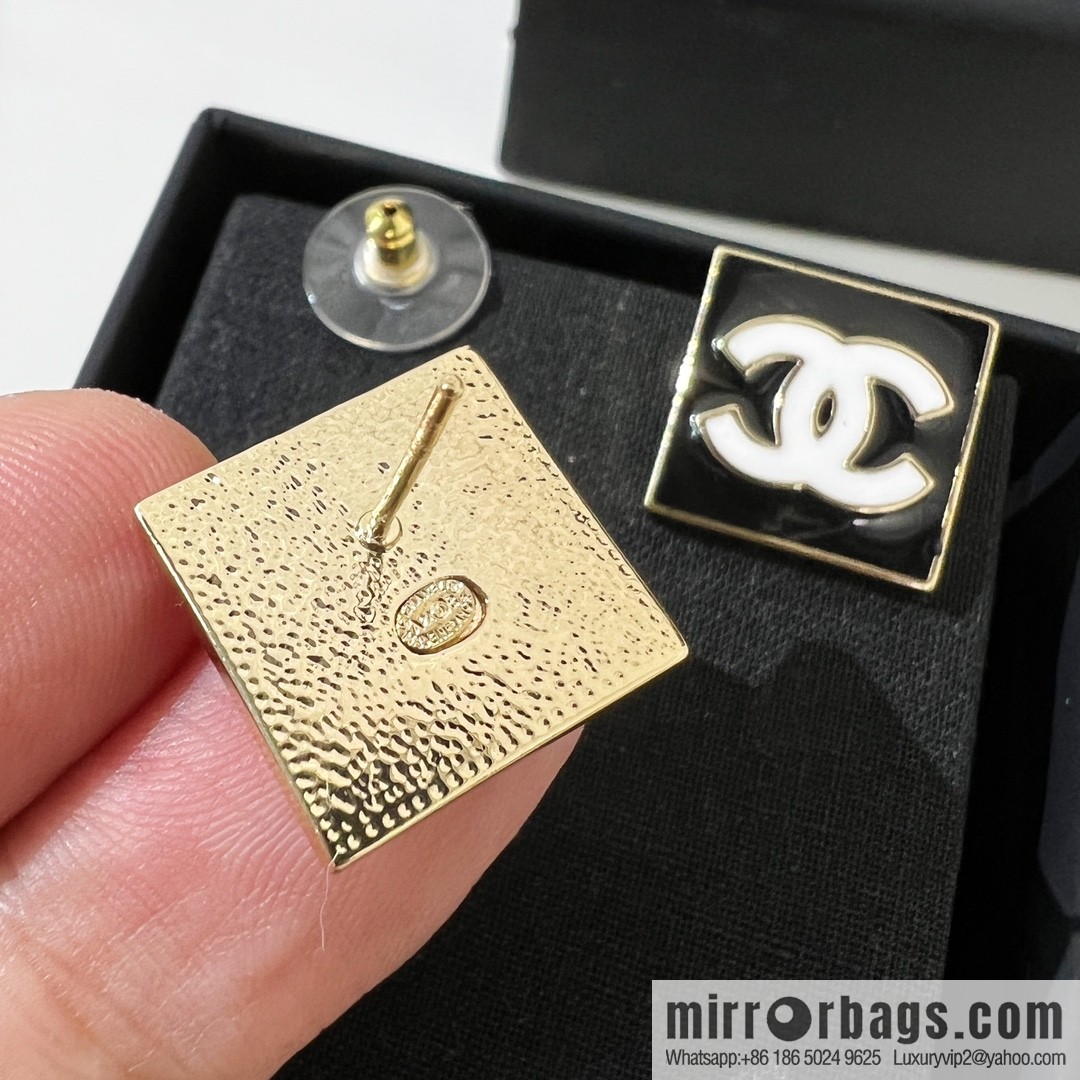 New ☑️ Chanel double c square stud earrings