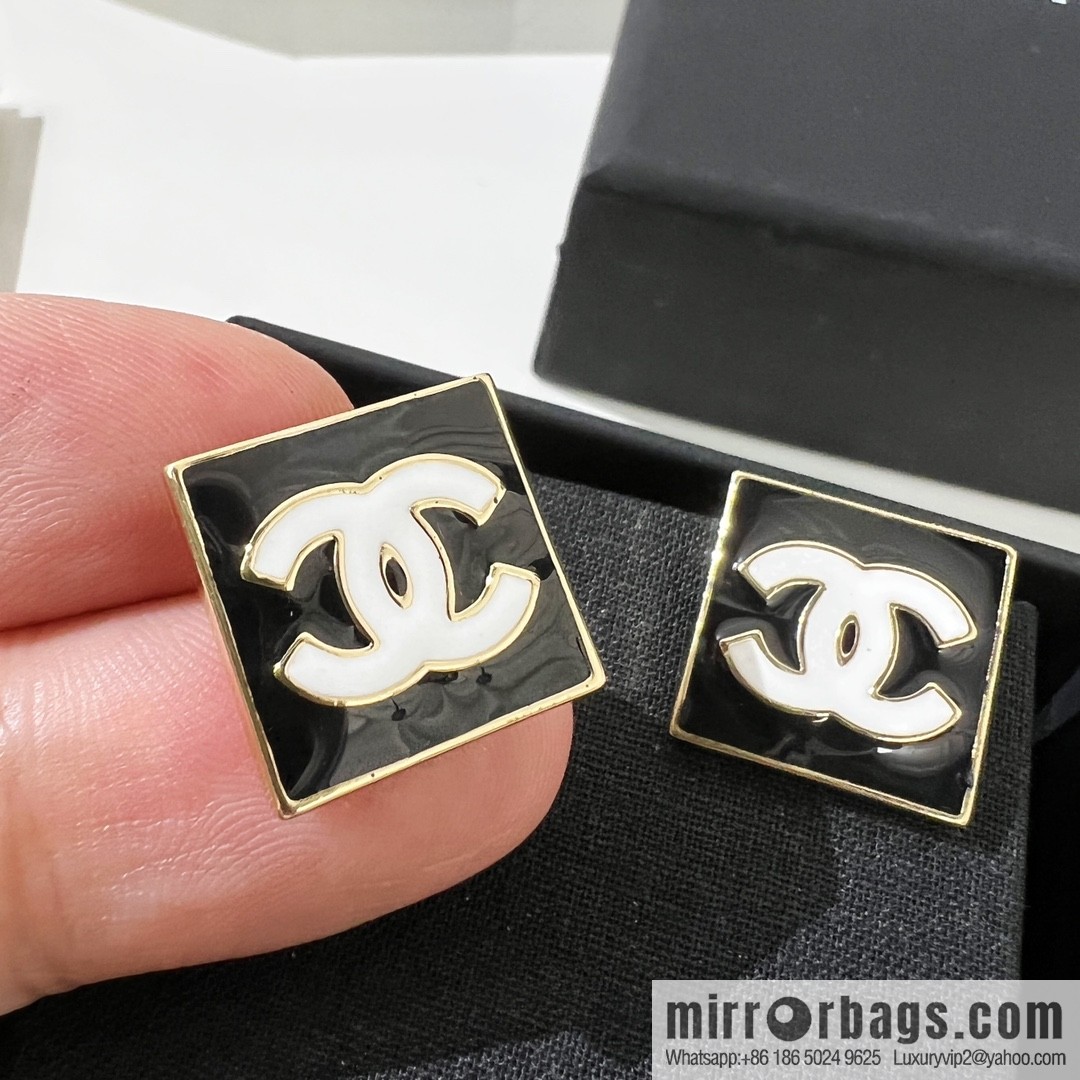 New ☑️ Chanel double c square stud earrings