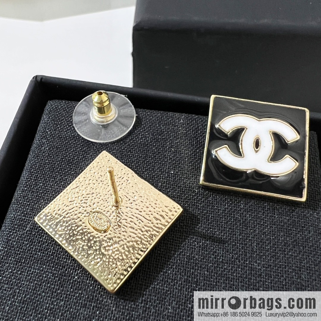 New ☑️ Chanel double c square stud earrings