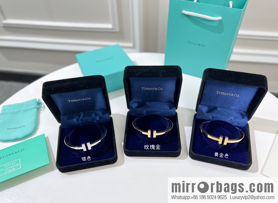 Tiffany & co. Tiffany & Co. Classic T series, glossy gold silver rose gold double T bracelet