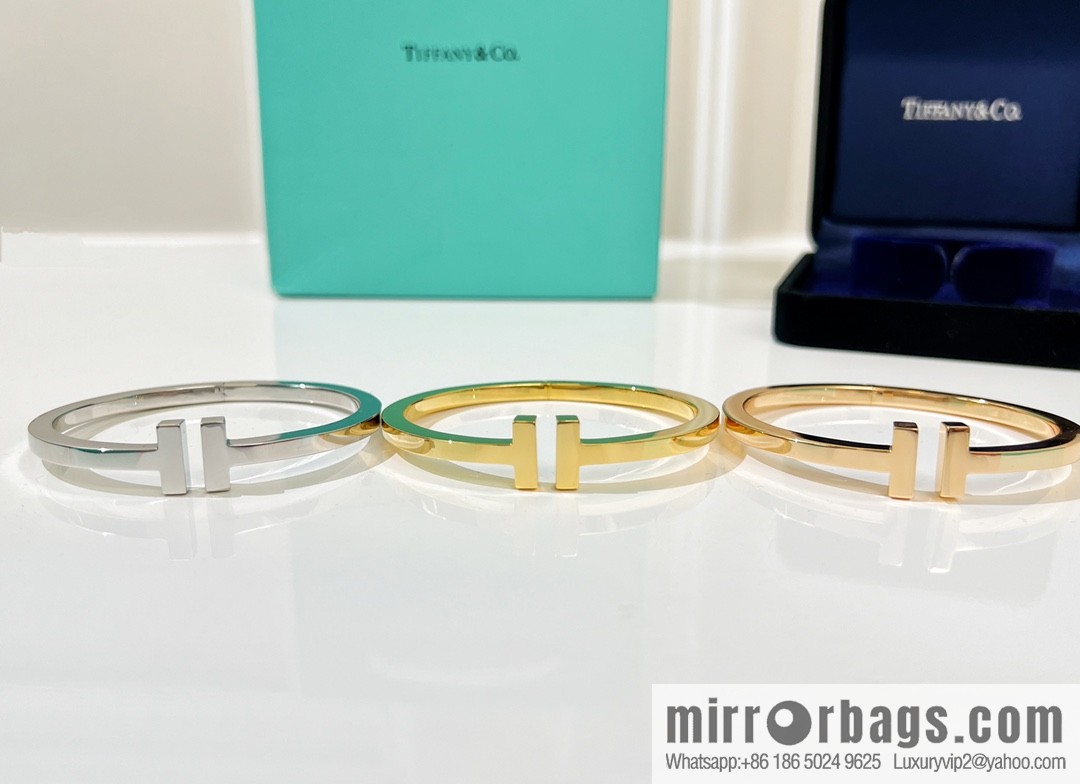 Tiffany & co. Tiffany & Co. Classic T series, glossy gold silver rose gold double T bracelet