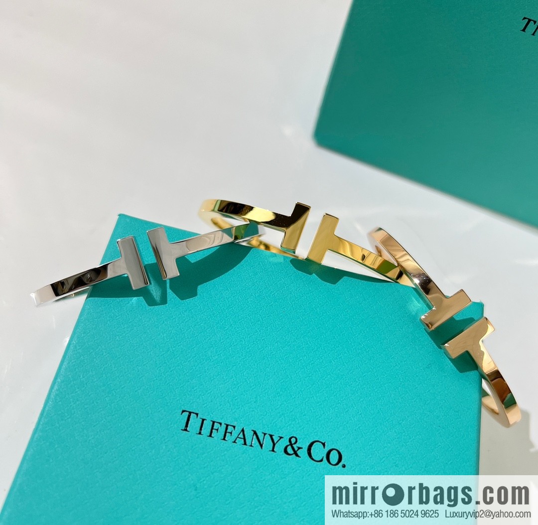 Tiffany & co. Tiffany & Co. Classic T series, glossy gold silver rose gold double T bracelet