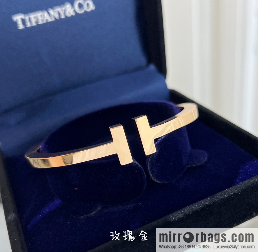 Tiffany & co. Tiffany & Co. Classic T series, glossy gold silver rose gold double T bracelet