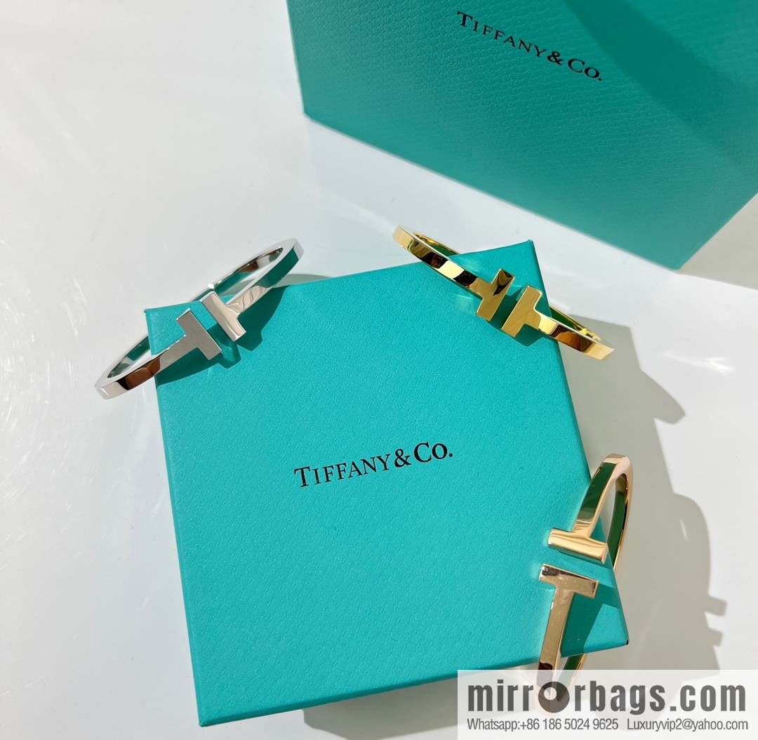 Tiffany & co. Tiffany & Co. Classic T series, glossy gold silver rose gold double T bracelet