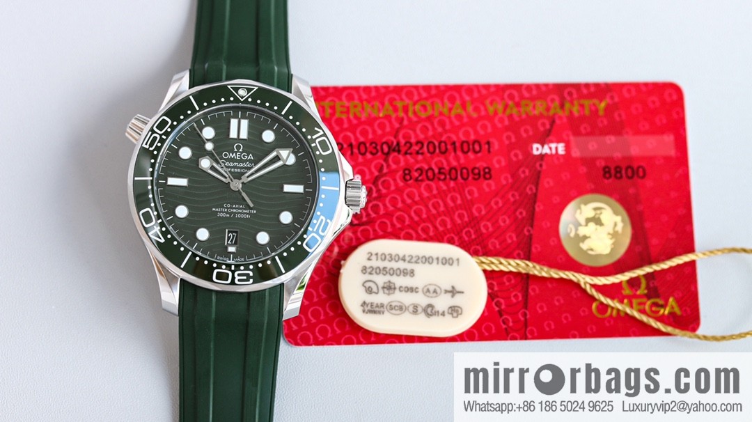 Omega 2022 new green seahorse with double T black balance wheel 8800 movement, 42mm