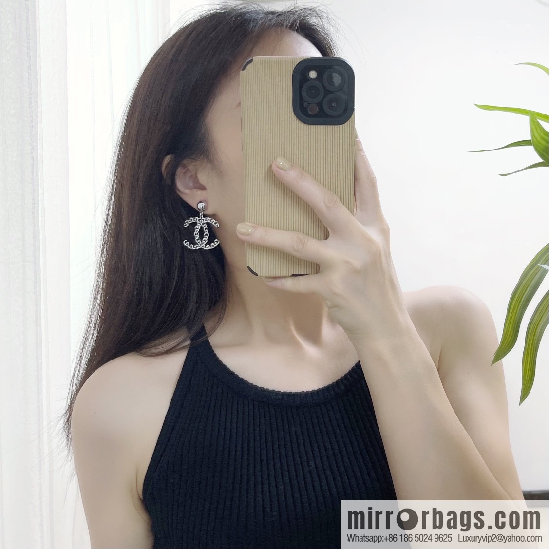 New ☑️ Chanel double c hollow stud earrings