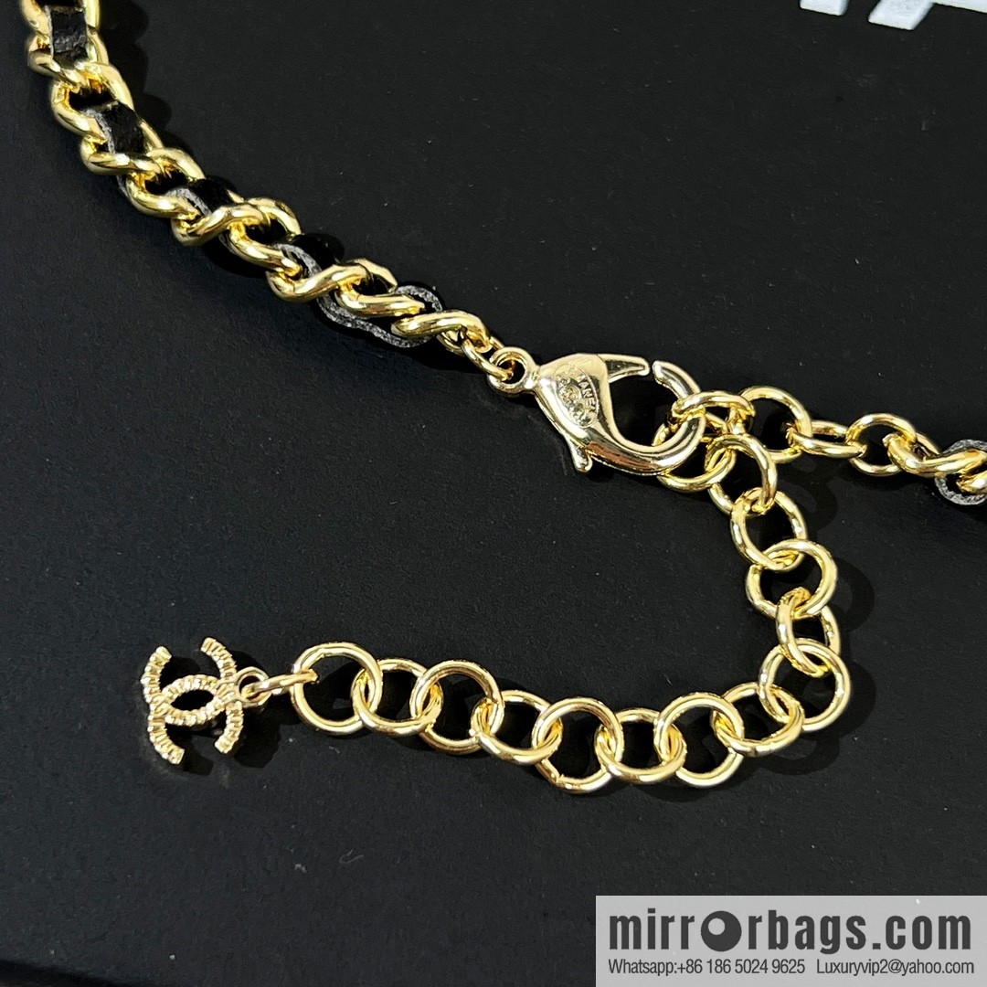 New ☑️ Chanel double c black leather rope necklace necklace