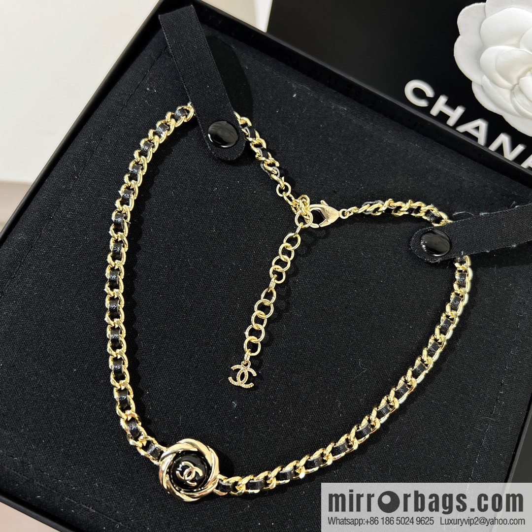 New ☑️ Chanel double c black leather rope necklace necklace