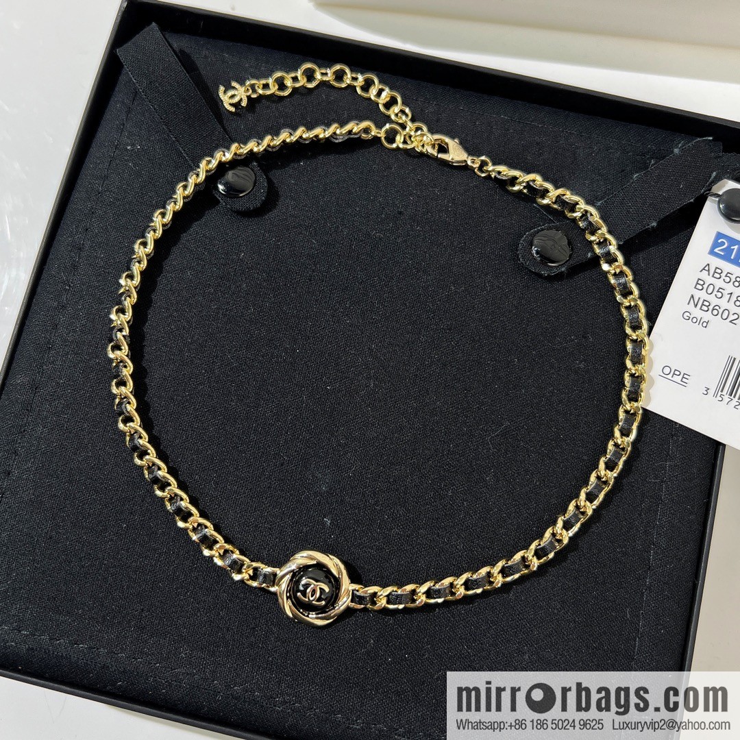 New ☑️ Chanel double c black leather rope necklace necklace