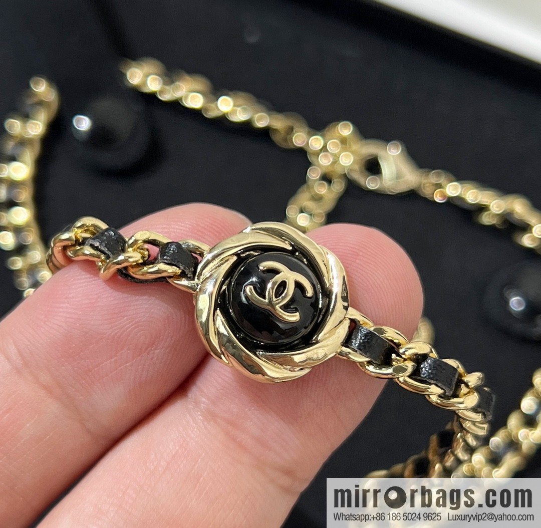 New ☑️ Chanel double c black leather rope necklace necklace