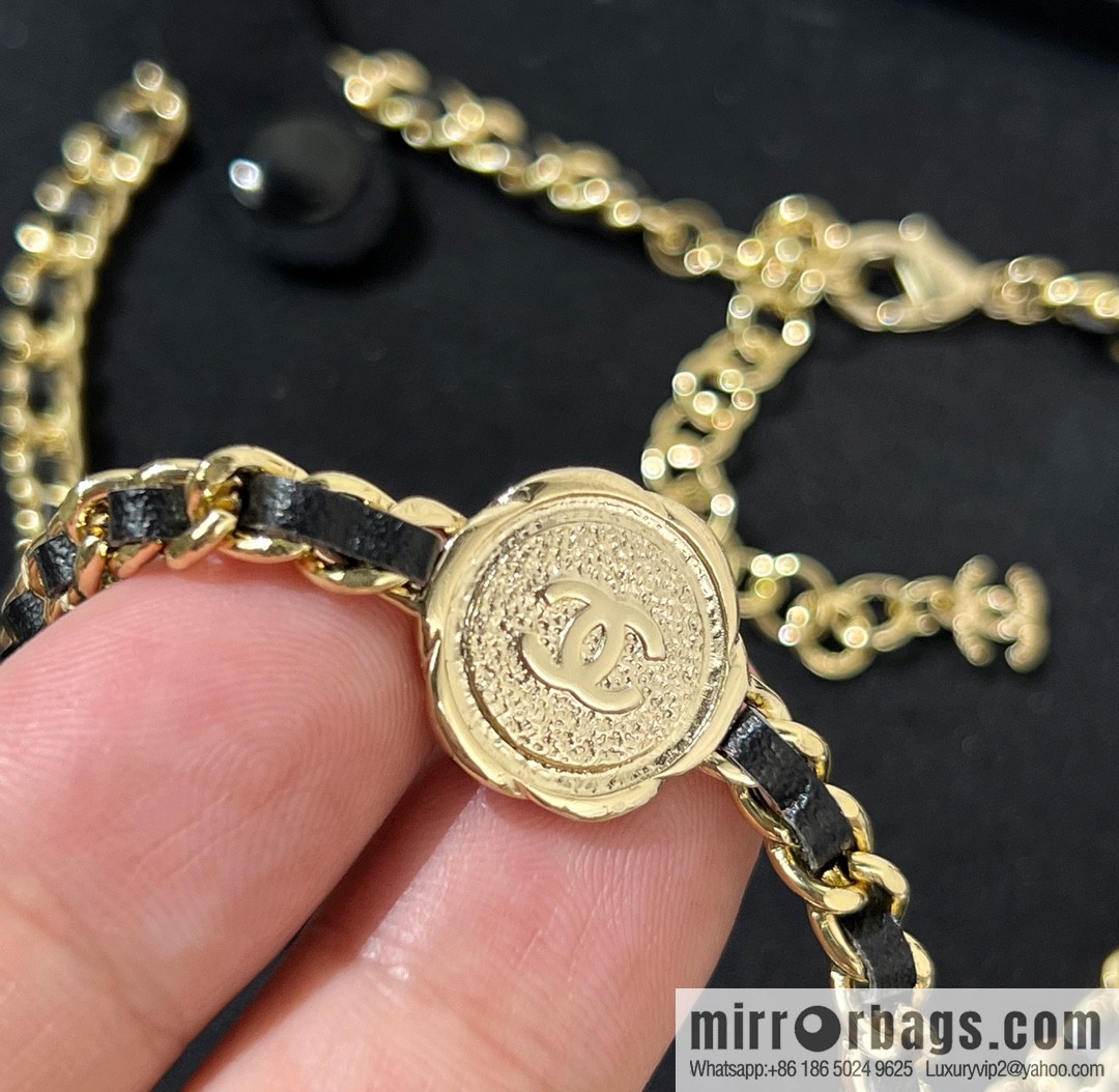 New ☑️ Chanel double c black leather rope necklace necklace