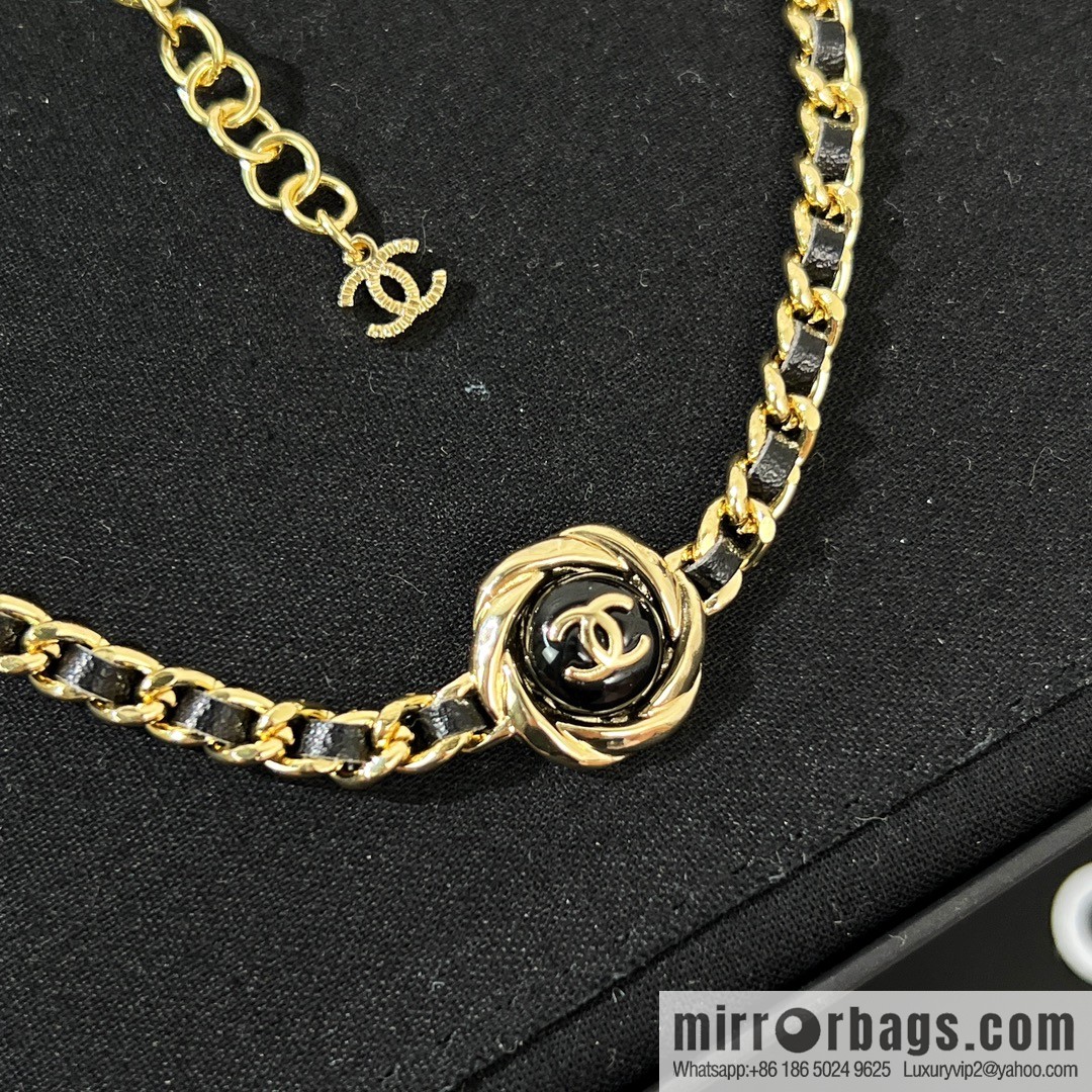 New ☑️ Chanel double c black leather rope necklace necklace