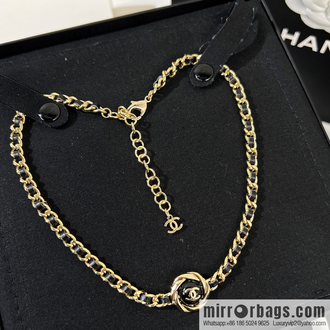 New ☑️ Chanel double c black leather rope necklace necklace