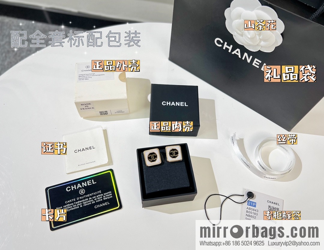 New ☑️ Chanel double c square stud earrings