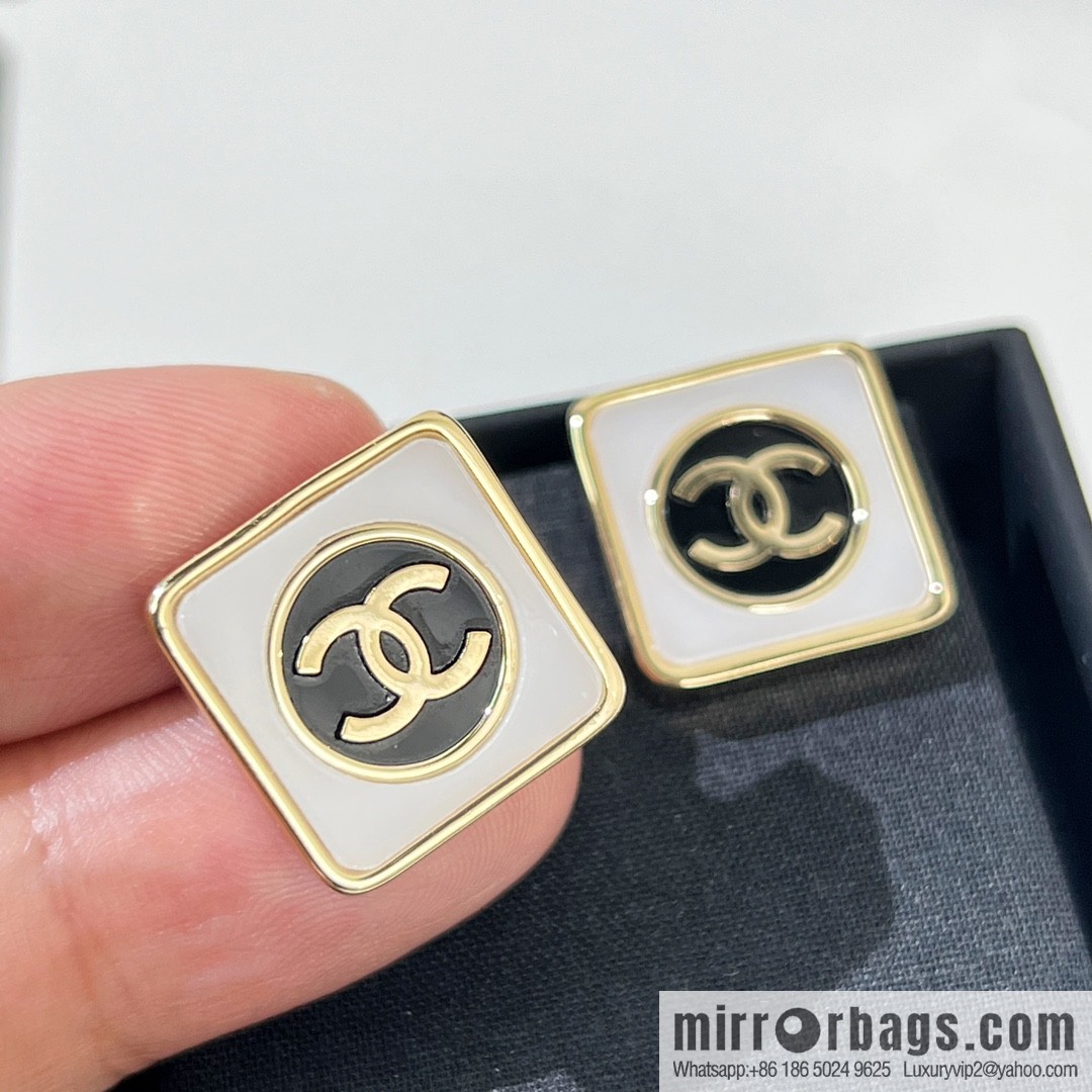New ☑️ Chanel double c square stud earrings