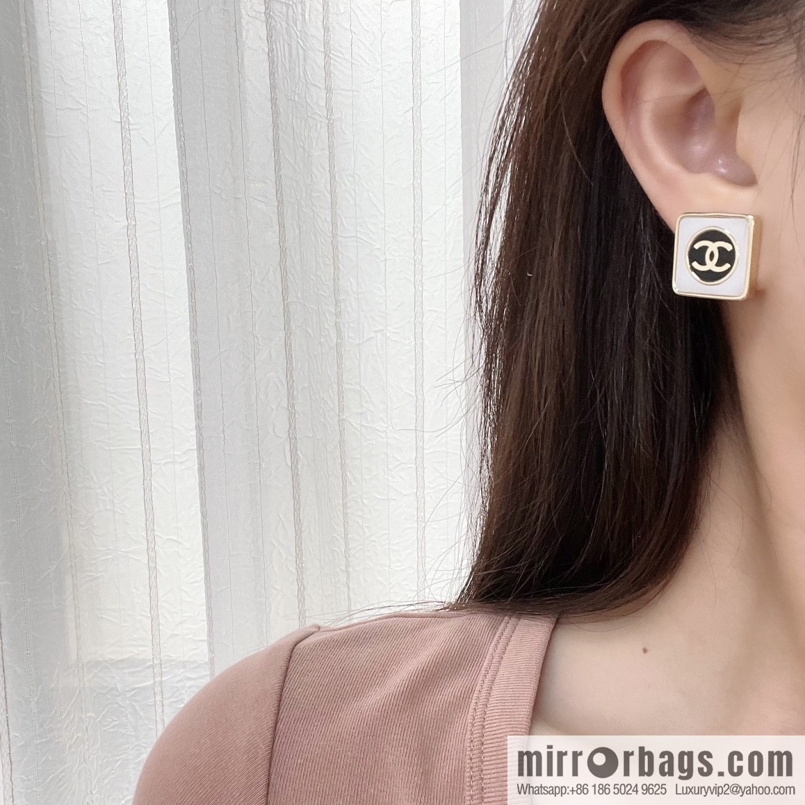 New ☑️ Chanel double c square stud earrings