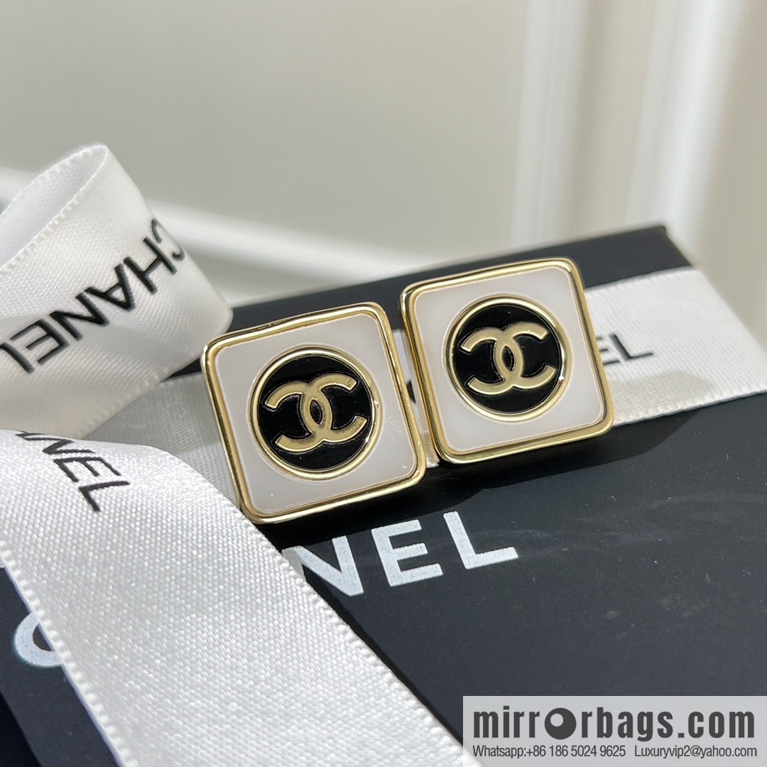 New ☑️ Chanel double c square stud earrings