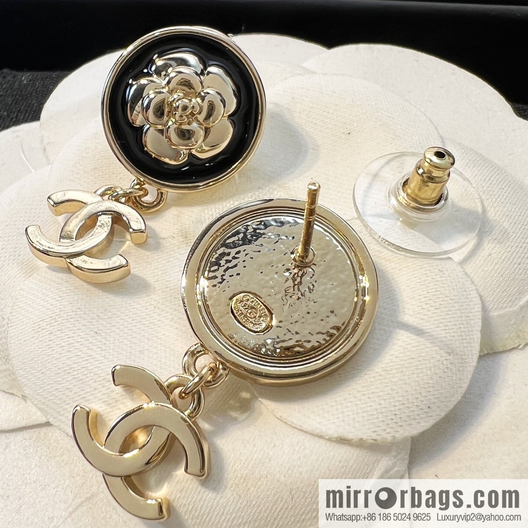New ☑️ Chanel double c camellia stud earrings