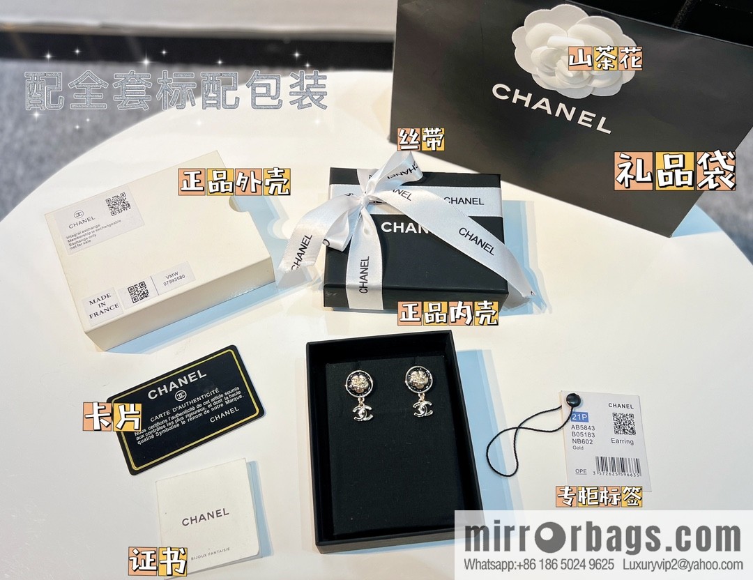 New ☑️ Chanel double c camellia stud earrings