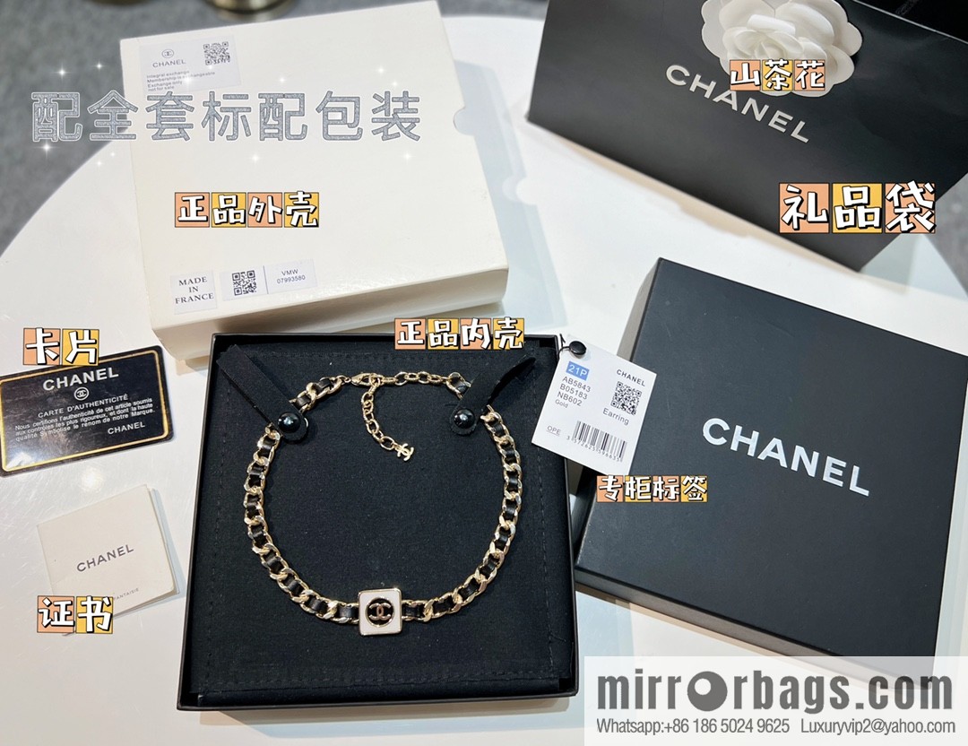 New ☑️ Chanel double c square black leather rope necklace necklace