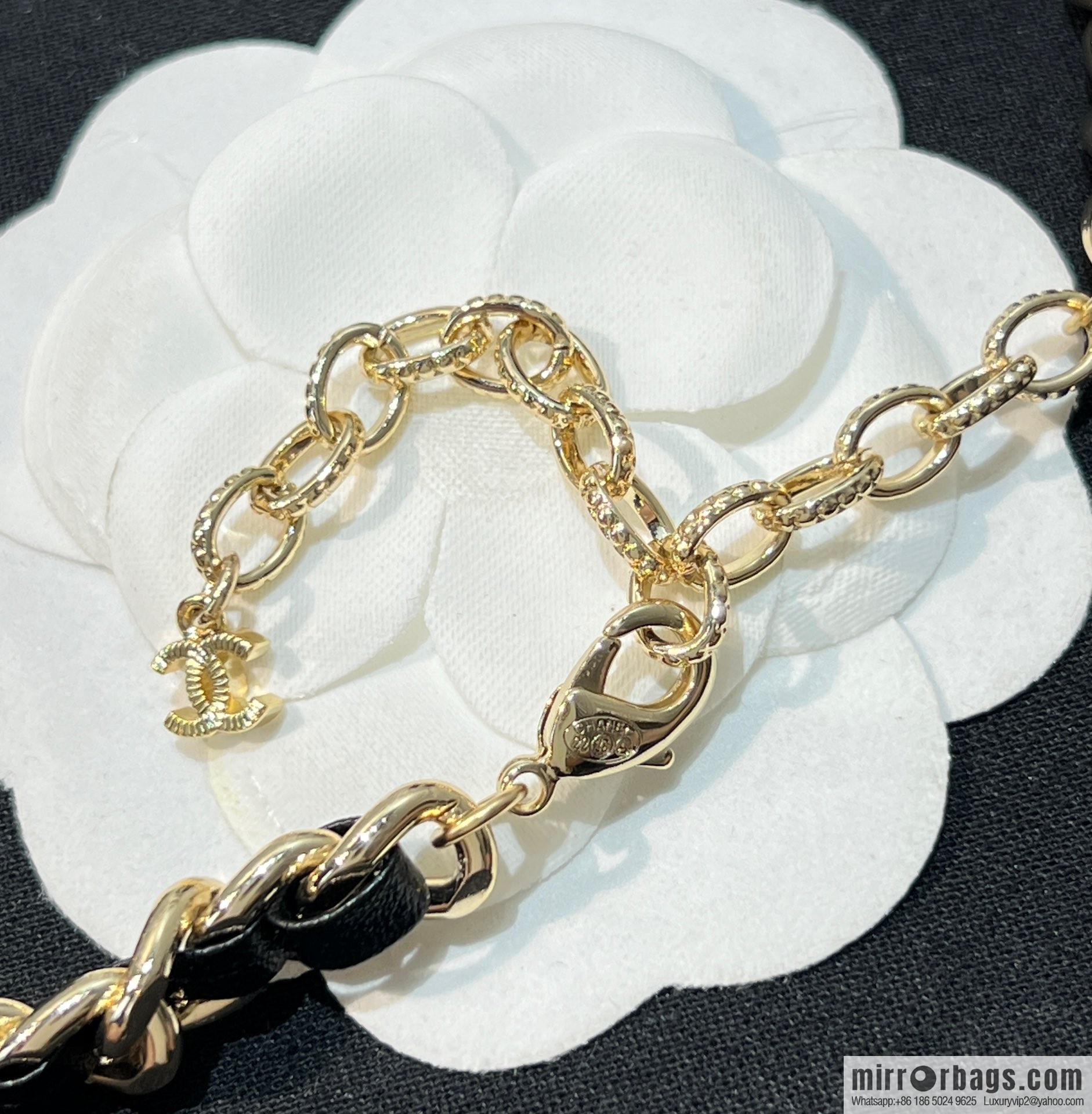 New ☑️ Chanel double c square black leather rope necklace necklace