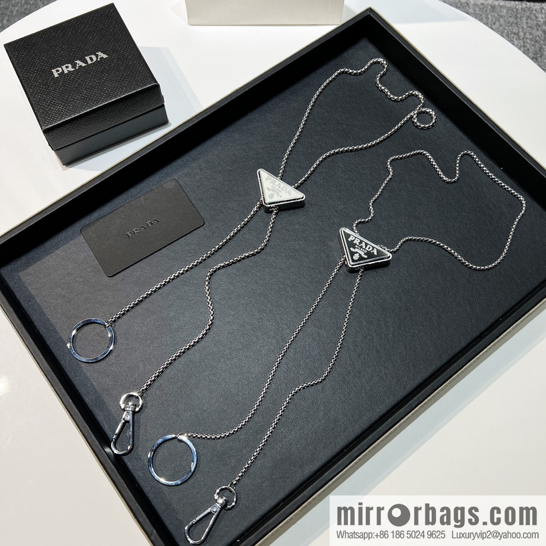PRADA triangle, keychain necklace