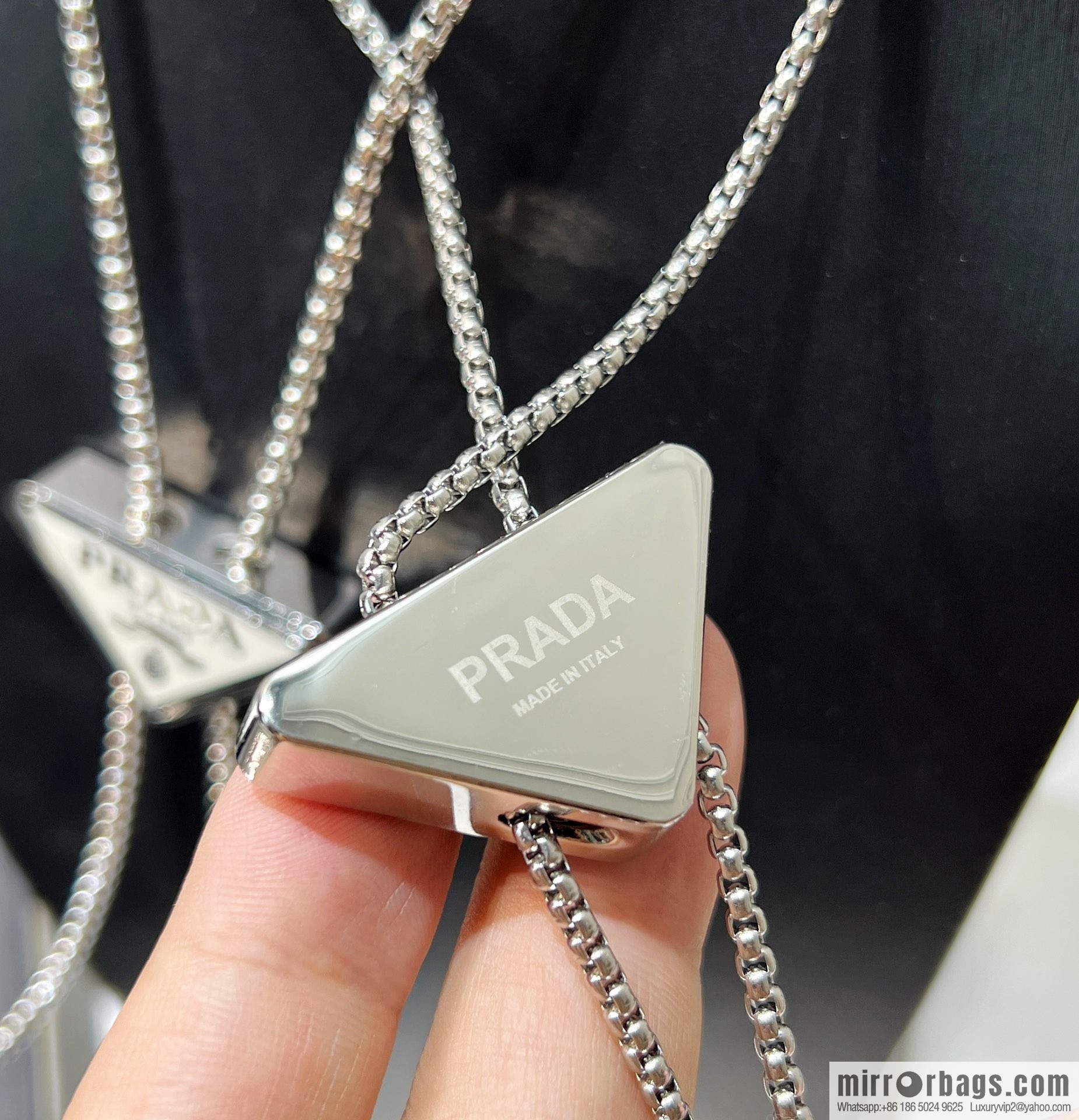 PRADA triangle, keychain necklace