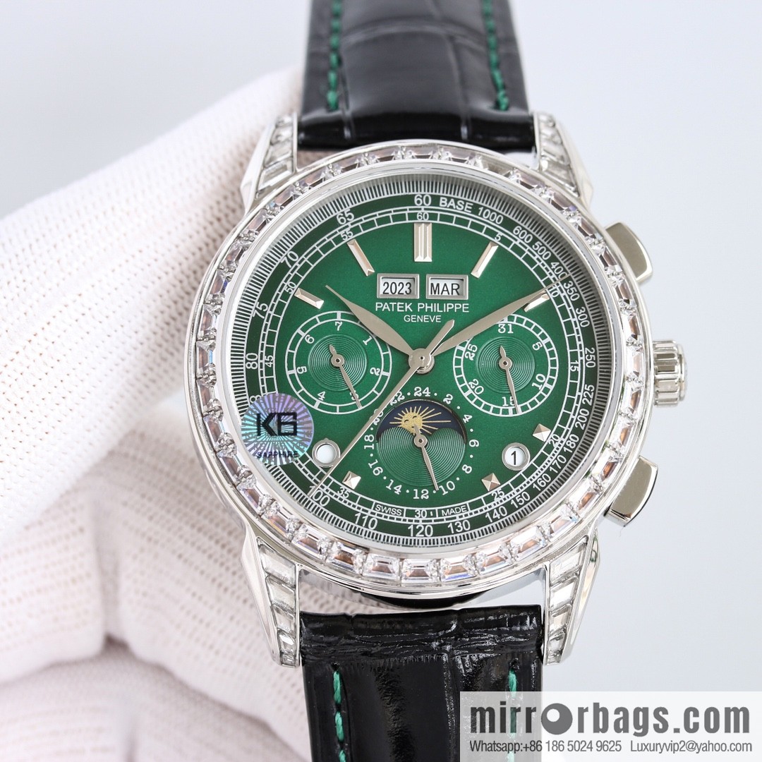 V3. Exclusive new version (gun-colored studs) Patek. Philippe super complex function chronograph series watch