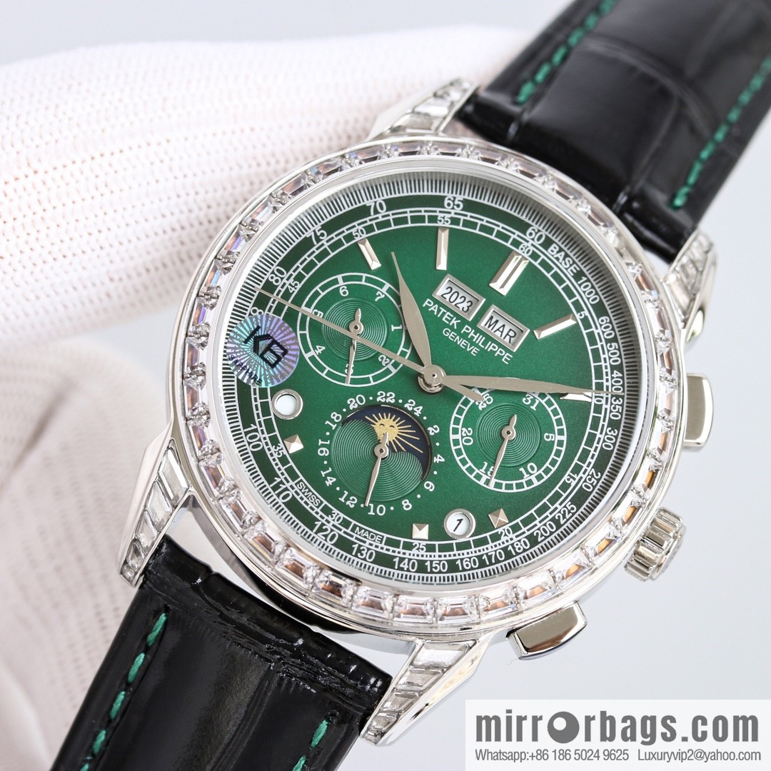 V3. Exclusive new version (gun-colored studs) Patek. Philippe super complex function chronograph series watch
