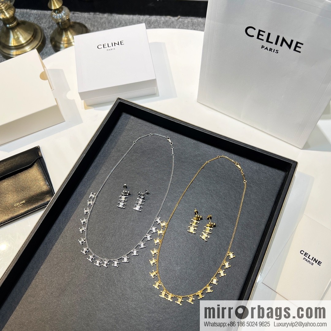 Celine Arc de Triomphe fringed necklace earrings