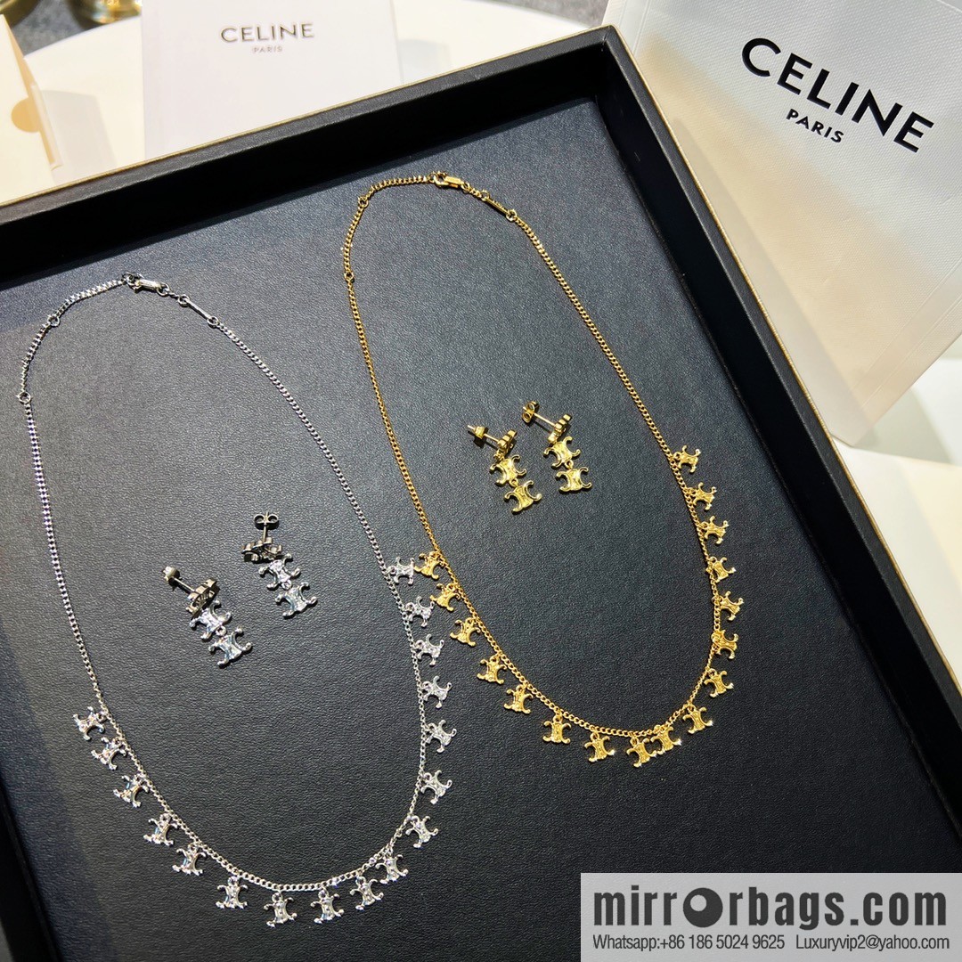 Celine Arc de Triomphe fringed necklace earrings