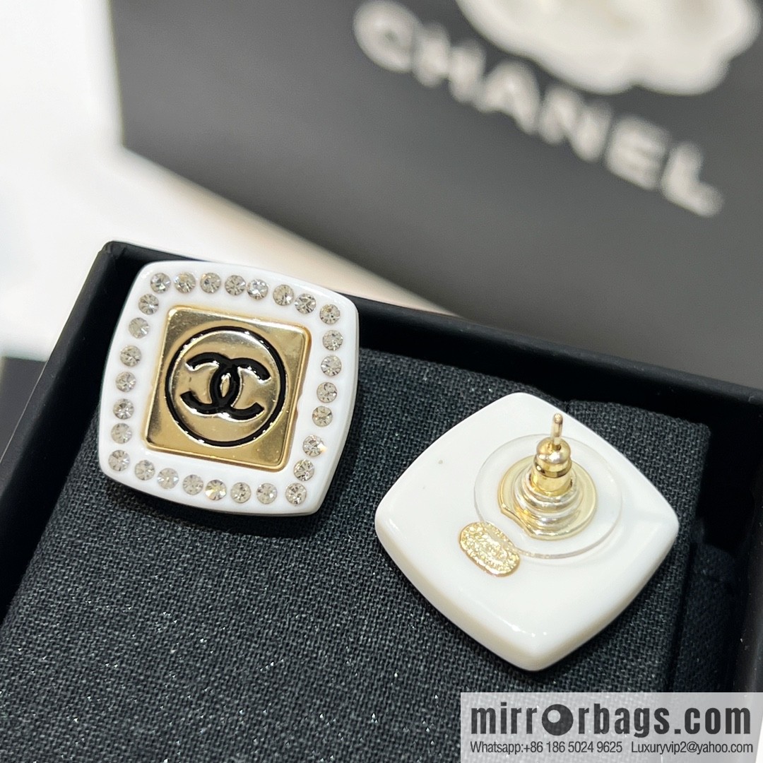 New ☑️ Chanel double c square stud earrings