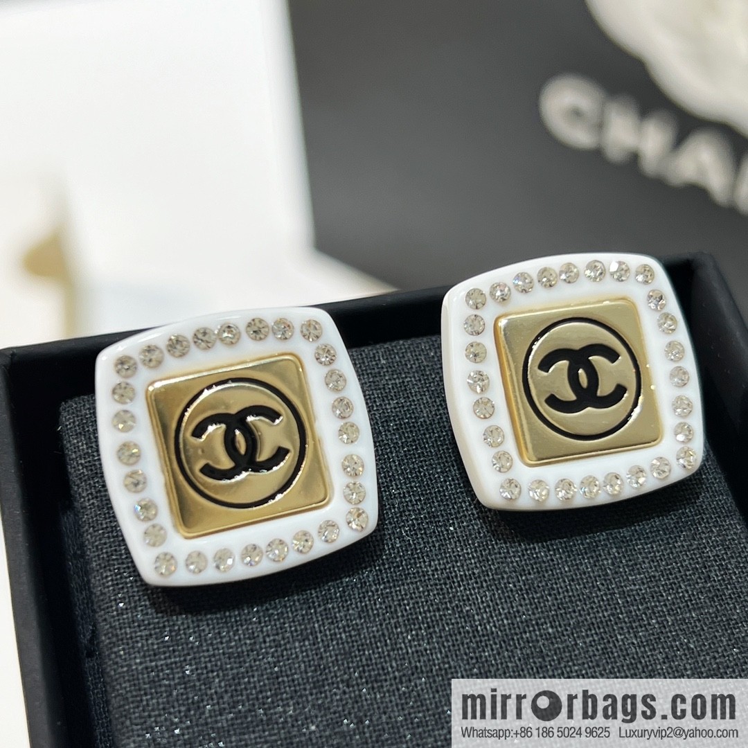 New ☑️ Chanel double c square stud earrings