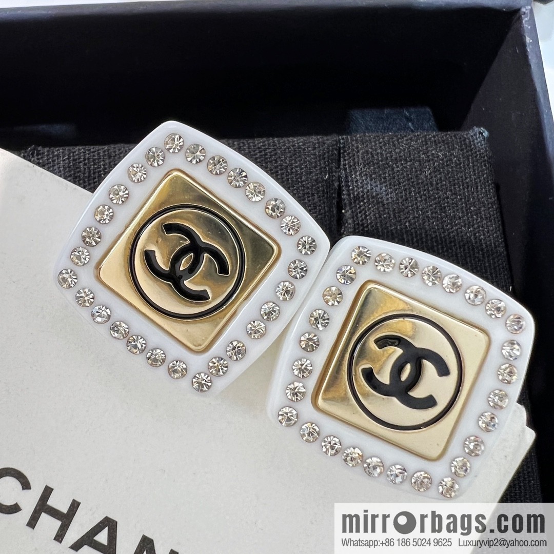 New ☑️ Chanel double c square stud earrings
