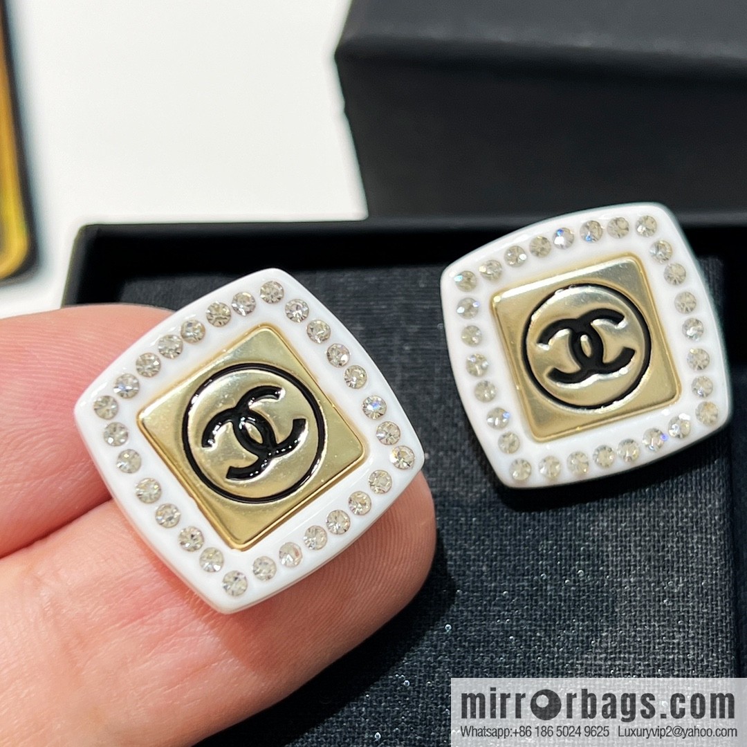 New ☑️ Chanel double c square stud earrings