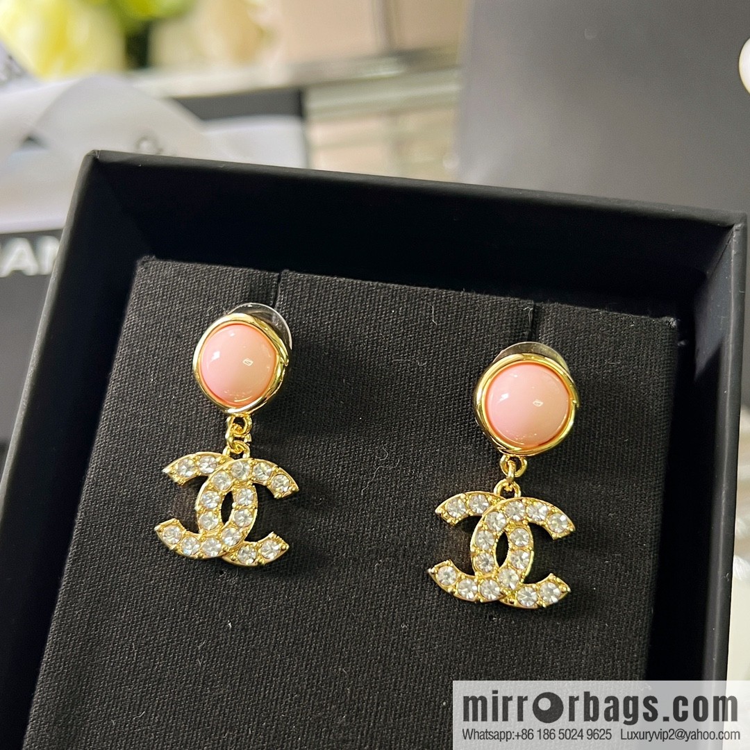 New ☑️ Chanel double c pink pearl stud earrings