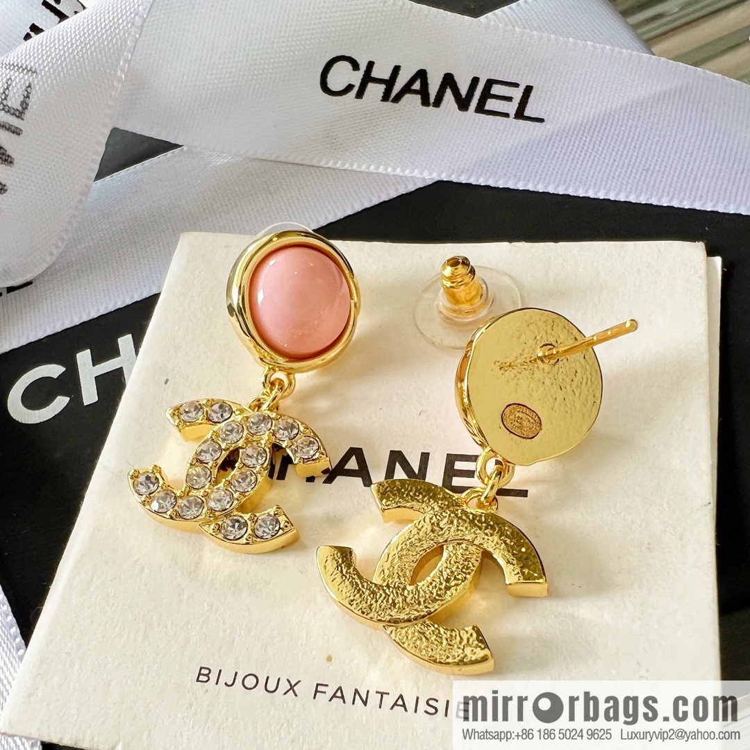 New ☑️ Chanel double c pink pearl stud earrings