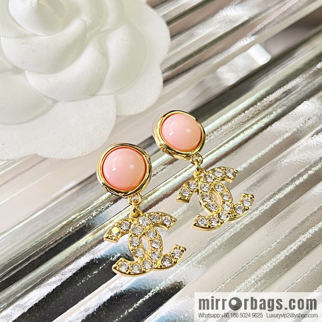 New ☑️ Chanel double c pink pearl stud earrings