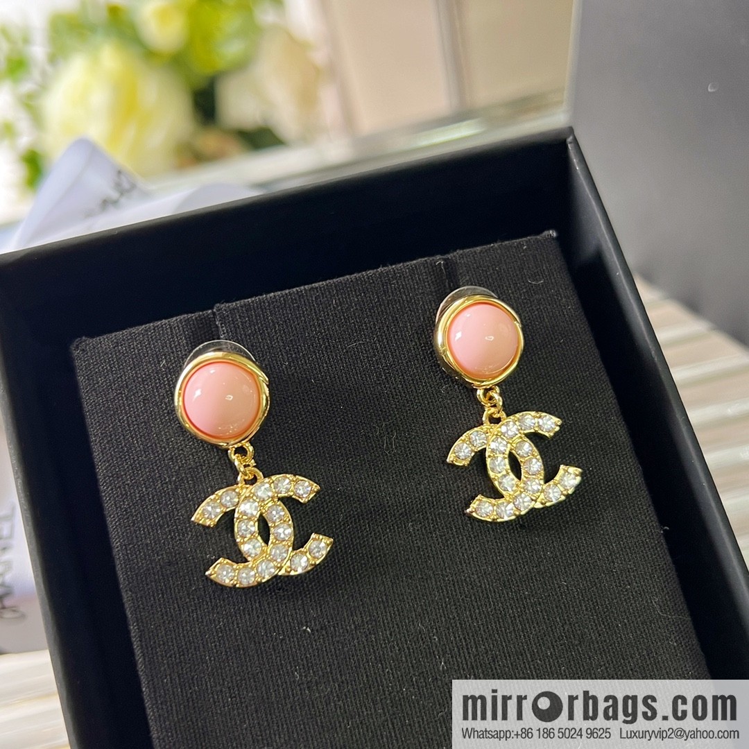New ☑️ Chanel double c pink pearl stud earrings