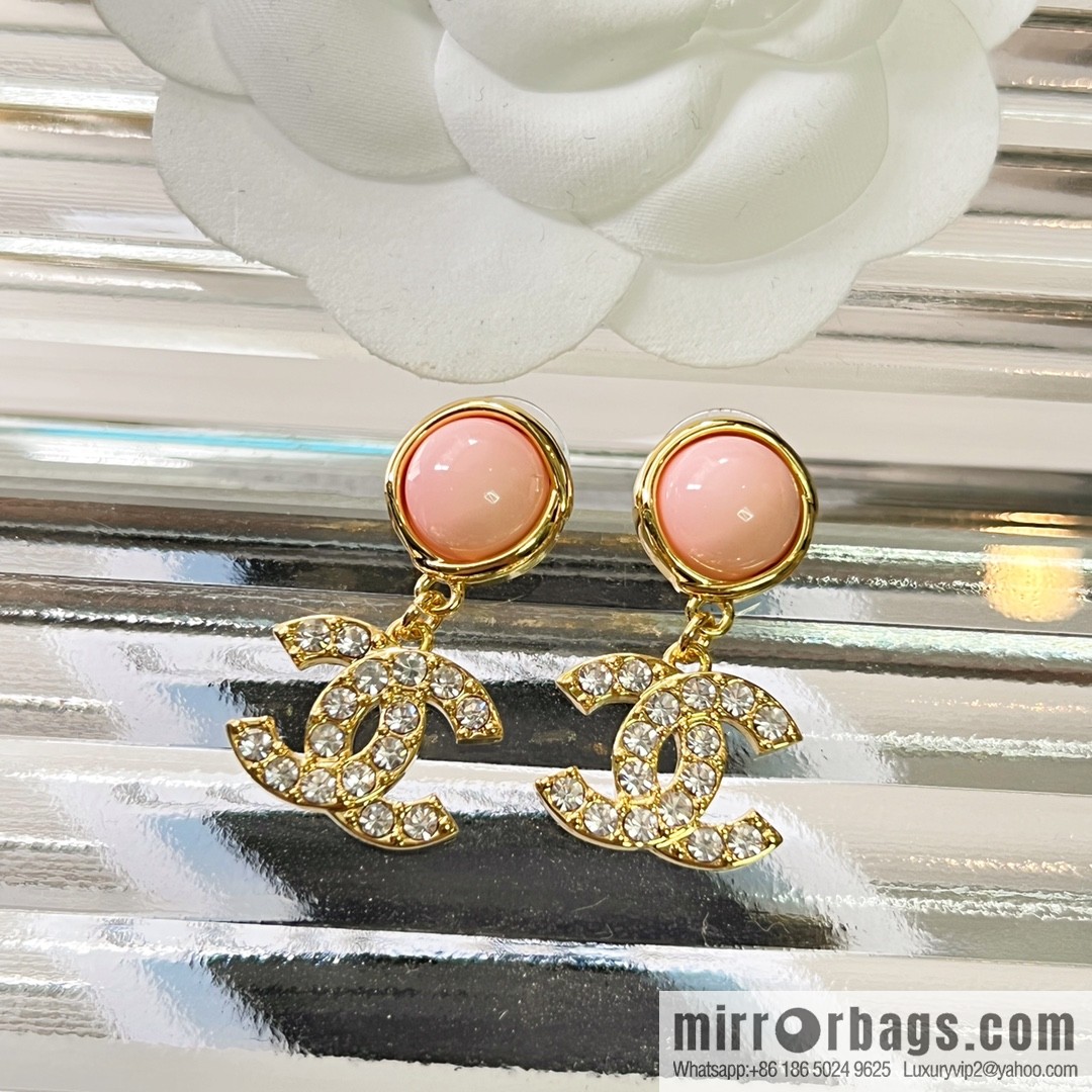 New ☑️ Chanel double c pink pearl stud earrings