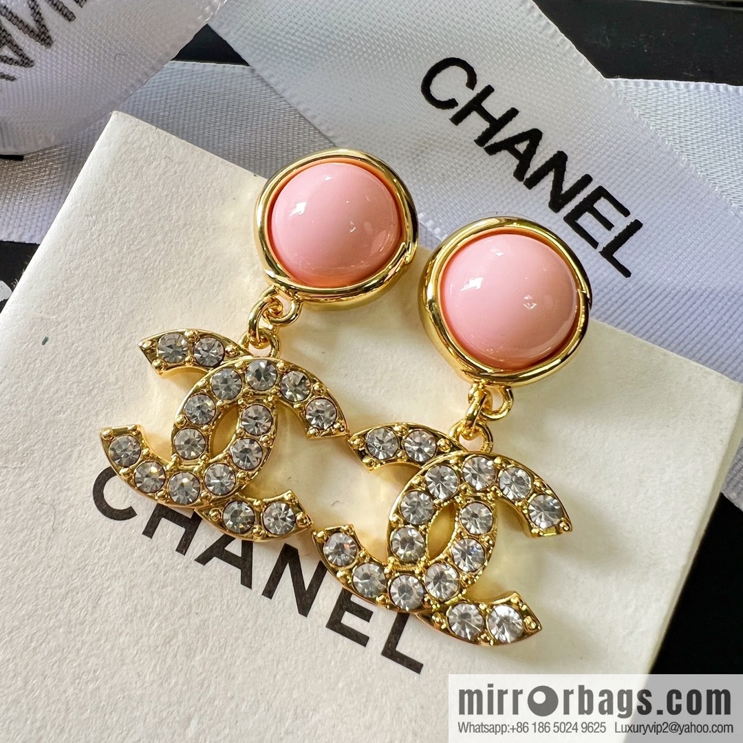 New ☑️ Chanel double c pink pearl stud earrings