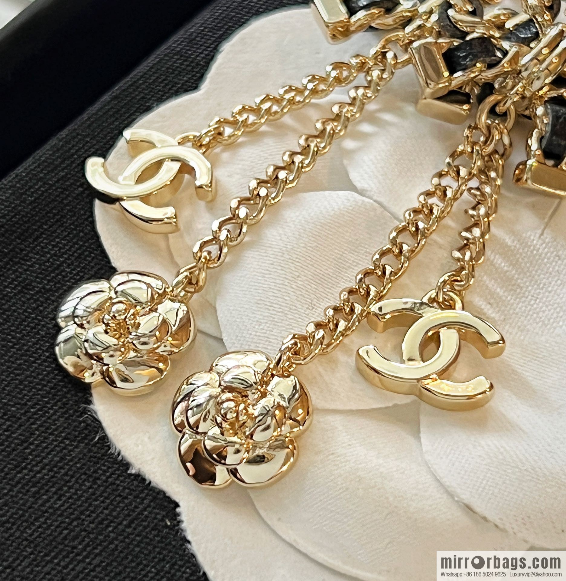 New ☑️ Chanel double c camellia bow stud earrings