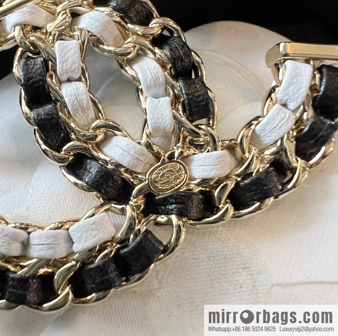 New ☑️ Chanel double c black and white leather rope brooch