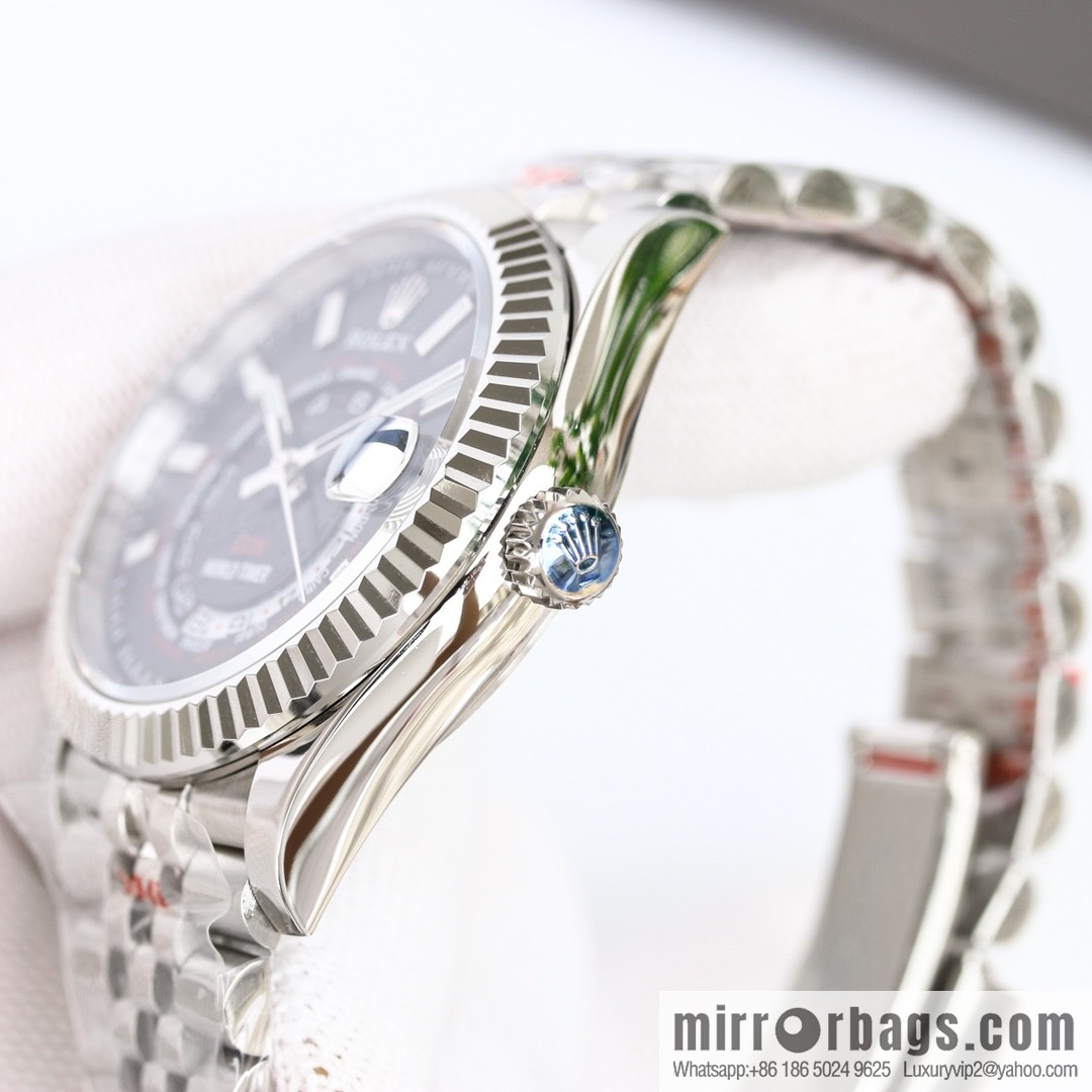 H8 new yin and yang Rolex Sky-Dweller Skywalker longitudinal bezel with Rolex Ring Command triangular pit pattern five-strand chain